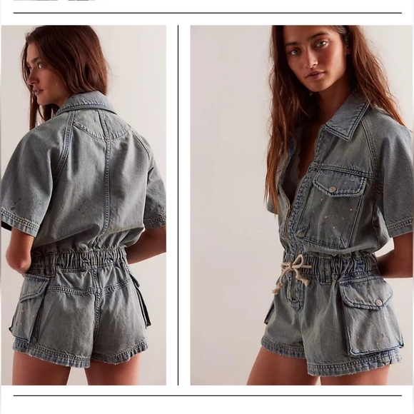 NWOT Free People We The Free Mojave Denim Shortall - Saguaro, Sz Small - Picture 4 of 12